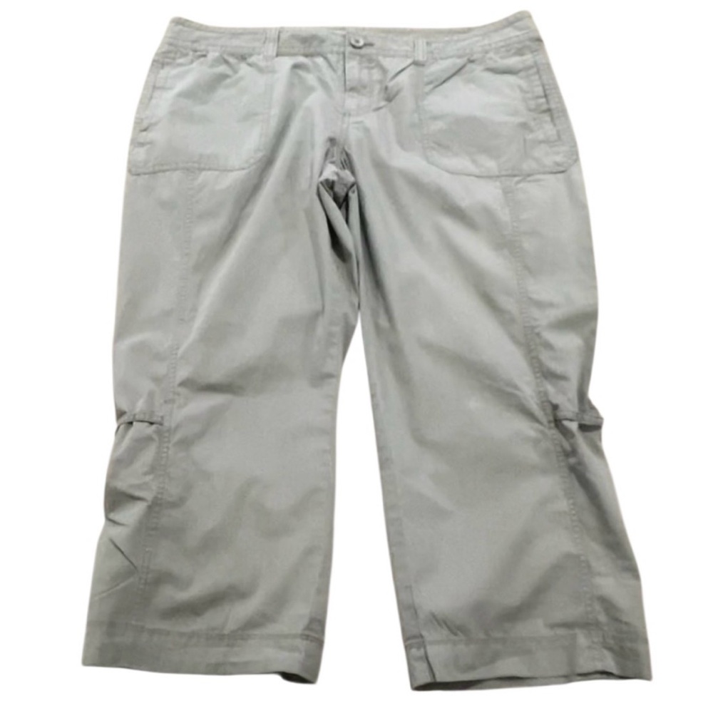 Utility Cargo Capri Pants Taupe Cropped Casual Women’s size 16 low rise